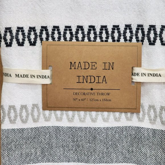 Bohemian Style Decorative Indian Cotton‎ Blue Throw Blanket With Texture 50x60in - Picture 3 of 13